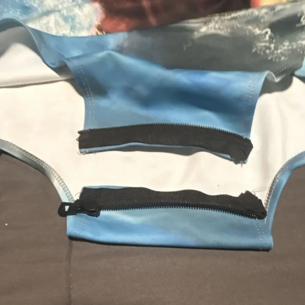 Blue Multicolor Shark Graphic Print One-Piece for small suitcase